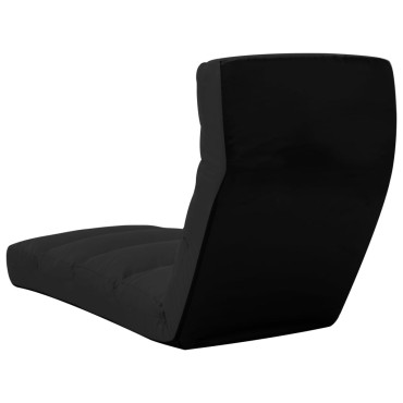 vidaXL Καρέκλα Δαπέδου Πτυσσόμενη Μαύρη από Συνθετικό Δέρμα 175x56x20cm 1 τεμ.