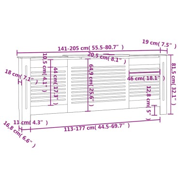 vidaXL Κάλυμμα Καλοριφέρ Μαύρο 205 εκ. από MDF