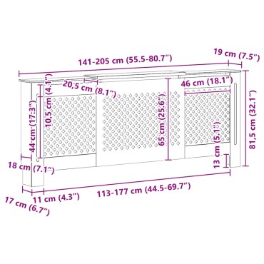 vidaXL Κάλυμμα Καλοριφέρ Λευκό 205 εκ. από MDF