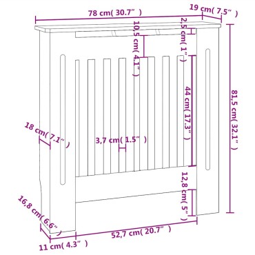 vidaXL Κάλυμμα Καλοριφέρ Γκρι 78 εκ. από MDF
