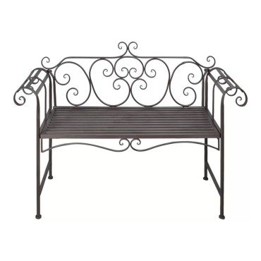 vidaXL Παγκάκι Κήπου Αντικέ Καφέ Ατσάλινο 132x46x85cm 1 τεμ.