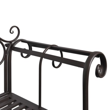 vidaXL Παγκάκι Κήπου Αντικέ Καφέ Ατσάλινο 132x46x85cm 1 τεμ.