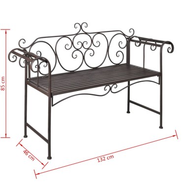 vidaXL Παγκάκι Κήπου Αντικέ Καφέ Ατσάλινο 132x46x85cm 1 τεμ.