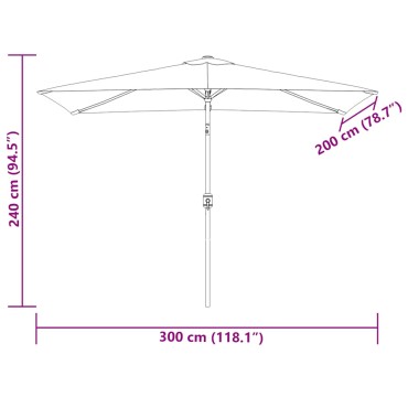 vidaXL Ομπρέλα Ορθογώνια Πράσινη 200 x 300 εκ.