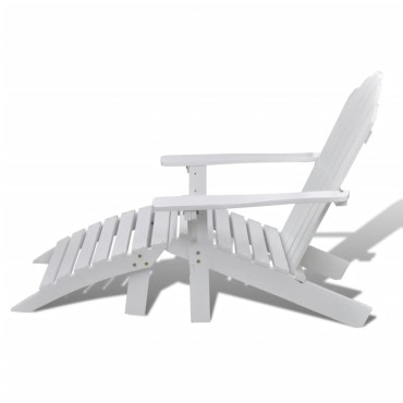 vidaXL Πολυθρόνα Λευκή Ξύλινη με Υποπόδιο 70x153x88cm 1 τεμ.
