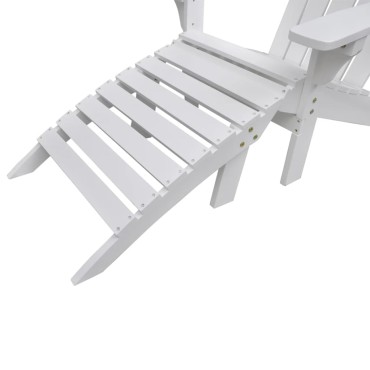 vidaXL Πολυθρόνα Λευκή Ξύλινη με Υποπόδιο 70x153x88cm 1 τεμ.