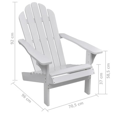 vidaXL Πολυθρόνα Λευκή Ξύλινη με Υποπόδιο 70x153x88cm 1 τεμ.