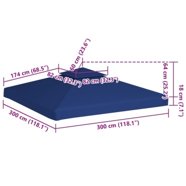 vidaXL Κάλυμμα Ανταλλακτικό για Κιόσκι 310 γρ./μ² Σκούρο Μπλε 3 x 3 μ.