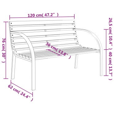 vidaXL Παγκάκι Κήπου από Ξύλο / Σίδερο 120x62x76cm 1 τεμ.