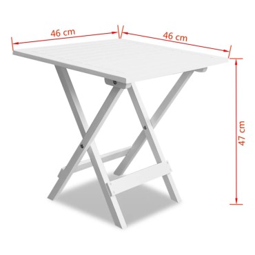 vidaXL Τραπέζι Bistro Λευκό 46x46x47cm από Μασίφ Ξύλο Ακακίας 1 τεμ.