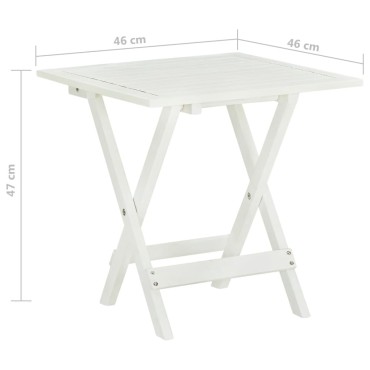 vidaXL Τραπέζι Bistro Λευκό 46x46x47cm από Μασίφ Ξύλο Ακακίας 1 τεμ.