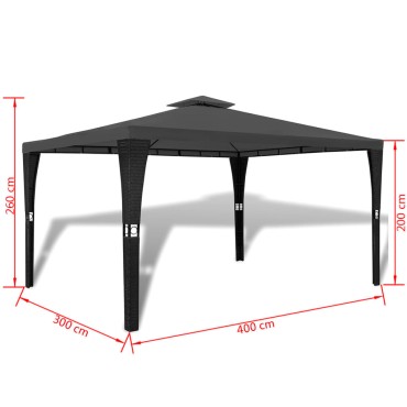 vidaXL Κιόσκι με Σκίαστρο Σκούρο Γκρι 3 x 4 μ.