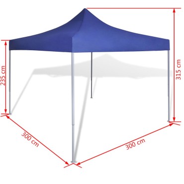vidaXL Τέντα Πτυσσόμενη Μπλε 3 x 3 μ.