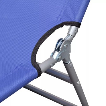 vidaXL Ξαπλώστρα Πτυσσόμενη Μπλε Ατσάλινη με Ηλεκτρ. Βαφή & Μαξιλάρι 189x58x27cm 1 τεμ.