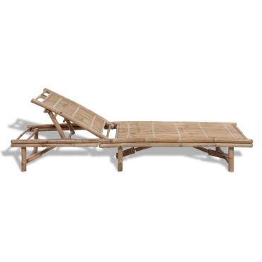 vidaXL Ξαπλώστρα από Μπαμπού 200x65x(30-87)cm 1 τεμ.