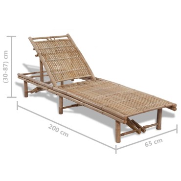 vidaXL Ξαπλώστρα από Μπαμπού 200x65x(30-87)cm 1 τεμ.