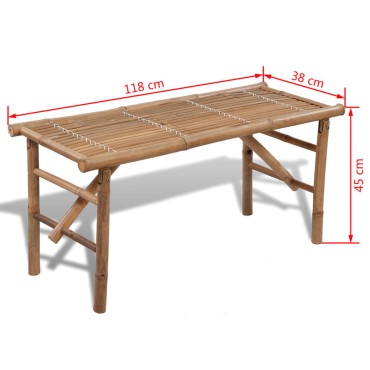 vidaXL Παγκάκι Κήπου Πτυσσόμενο από Μπαμπού 118x38x45cm 1 τεμ.