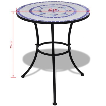 vidaXL Τραπέζι Bistro «Μωσαϊκό» Μπλε / Λευκό 60x70cm 1 τεμ.