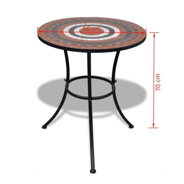 vidaXL Τραπέζι Bistro «Μωσαϊκό» Τερακότα / Λευκό 60x70cm 1 τεμ.