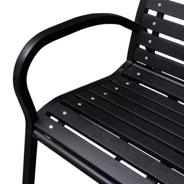 vidaXL Παγκάκι Κήπου Μαύρο από Ατσάλι / WPC 125x60,5x80,5cm 1 τεμ.