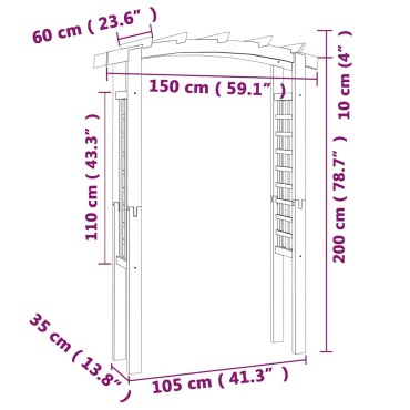 vidaXL Αψίδα Καφασωτό 150 x 60 x 210 εκ. από Ξύλο