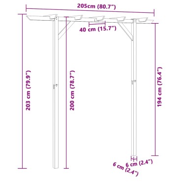 vidaXL Πέργκολα Είσοδος 205 x 40 x 203 εκ. Ξύλινη