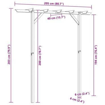 vidaXL Πέργκολα Είσοδος 205 x 40 x 203 εκ. Ξύλινη