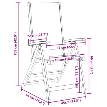 vidaXL Καρέκλες Κήπου Πτυσσόμενες 2 τεμ. Μασίφ Ξύλο Ακακίας/Textilene 57,5x72x109cm