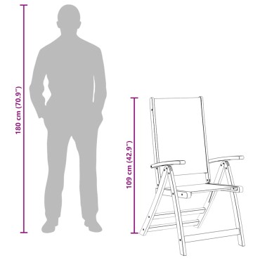 vidaXL Καρέκλες Κήπου Πτυσσόμενες 2 τεμ. Μασίφ Ξύλο Ακακίας/Textilene 57,5x72x109cm