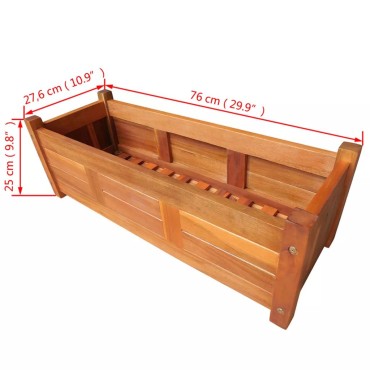 vidaXL Ζαρντινιέρα Υπερυψωμένη 76 x 27,6 x 25 εκ. από Ξύλο Ακακίας