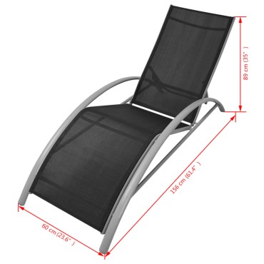 vidaXL Ξαπλώστρα Μαύρη από Αλουμίνιο 156x60x89cm 1 τεμ.