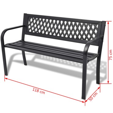 vidaXL Παγκάκι Κήπου Μαύρο Ατσάλινο 118x50x75cm 1 τεμ.