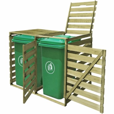 vidaXL Πλαίσιο Διπλό για Κάδους Απορριμμάτων 240 L Εμποτισμένο Ξύλο