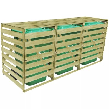 vidaXL Πλαίσιο Τριπλό για Κάδους Απορριμμάτων 240 L Εμποτισμένο Ξύλο