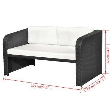 vidaXL Σαλόνι Κήπου 4 τεμ. Μαύρο από Συνθετικό Ρατάν με Μαξιλάρια 108x57x(28-50)cm