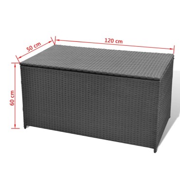 vidaXL Κουτί Αποθήκευσης Κήπου Μαύρο 120x50x60cm από Συνθετικό Ρατάν 1 τεμ.