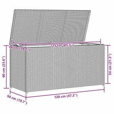 vidaXL Κουτί Αποθήκευσης Κήπου Καφέ 120x50x60cm από Συνθετικό Ρατάν 1 τεμ.