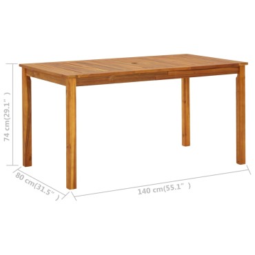 vidaXL Τραπέζι Κήπου 140x80x74cm από Μασίφ Ξύλο Ακακίας 1 τεμ.