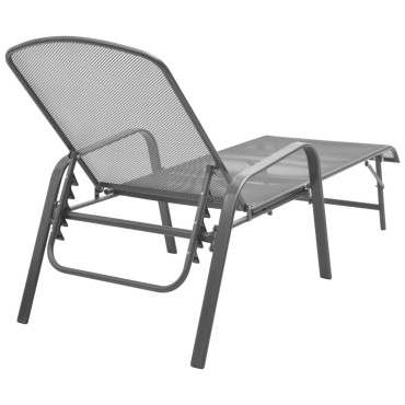 vidaXL Ξαπλώστρα Ανθρακί Ατσάλινη 66x(154-183)x(65-103)cm 1 τεμ.