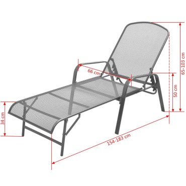 vidaXL Ξαπλώστρα Ανθρακί Ατσάλινη 66x(154-183)x(65-103)cm 1 τεμ.