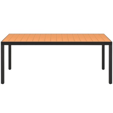 vidaXL Τραπέζι Κήπου Καφέ 185x90x74cm από Αλουμίνιο / WPC 1 τεμ.