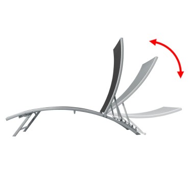 vidaXL Ξαπλώστρα Μαύρη από Ατσάλι και Textilene (142-162)x55x(73-102)cm 1 τεμ.