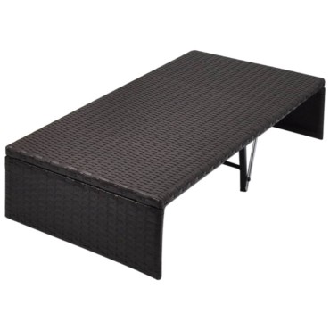 vidaXL Ξαπλώστρα - Κρεβάτι Καφέ 190x130cm Συνθετ. Ρατάν με Σκίαστρο
