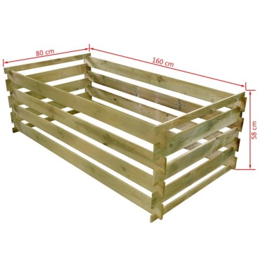vidaXL Κάδος Κομποστοποίησης 180 x 90 x 90 εκ. Εμποτισμένο Ξύλο Πεύκου