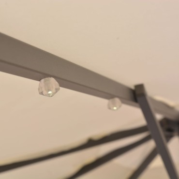 vidaXL Ομπρέλα Κρεμαστή με LED Χρώμα Άμμου 300 εκ. Μεταλλικός Ιστός