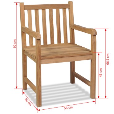 vidaXL Καρέκλες Κήπου 2 τεμ. από Μασίφ Ξύλο Teak 58x60x90cm