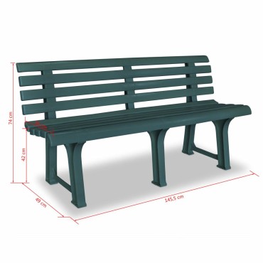 vidaXL Παγκάκι Κήπου Πράσινο Πλαστικό 145,5x49x74cm 1 τεμ.