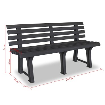 vidaXL Παγκάκι Κήπου Ανθρακί Πλαστικό 145,5x49x74cm 1 τεμ.