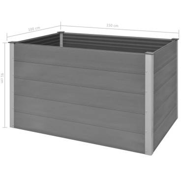 vidaXL Ζαρντινιέρα Υπερυψωμένη Γκρι 150 x 100 x 91 εκ. από WPC