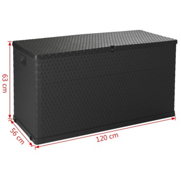 vidaXL Μπαούλο Αποθήκευσης Κήπου Ανθρακί 120x56x63cm Πολυπροπυλένιο 1 τεμ.